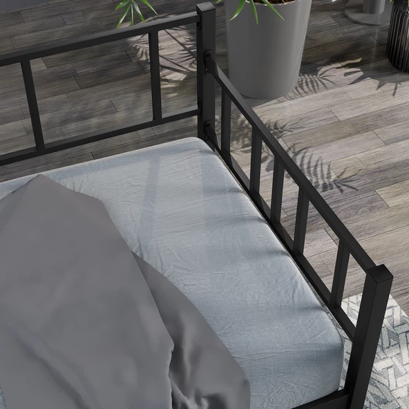 Mobpazar Doruk, Daybed, Metal Karyola, Sedir Karyola, 100X200 cm, Siyah Renk - 2