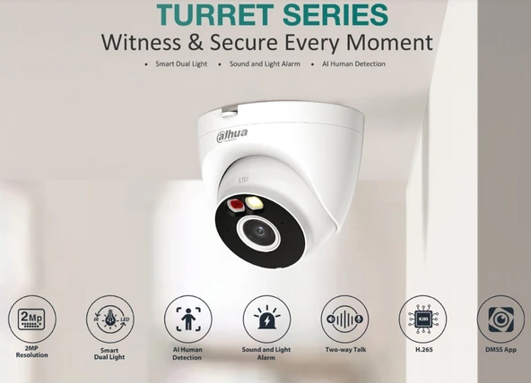 Dahua DH-T2A-PV 2mp 2.8mm Sabit Lens SD-Kart İnsan Algılama Dahili Mikrofon Ve Sesli Wifi IP Kamera - Resim 4