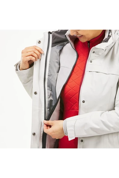 DECATHLON Kadın 3'ü 1 Arada Su Geçirmez Outdoor Trekking Montu - Gri - Travel 100 - 0°c - Resim 7
