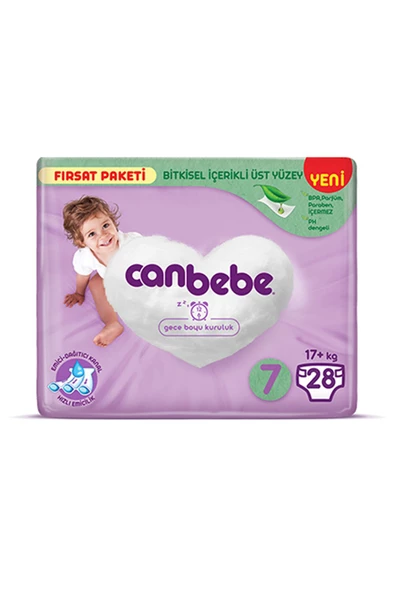 Canbebe Bebek Bezi Fırsat Paketi 7 Beden Xxl (17 KG) 28 Adet