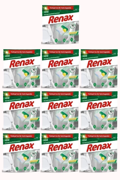 RENAX Bulaşık Makinesi Kapsülü Hepsi Bir Arada 10 Lu X 10 Adet