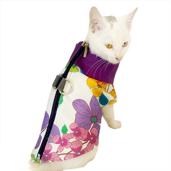 Flower Power Su itici Yağmurluk Kedi Yağmurluğu - 7