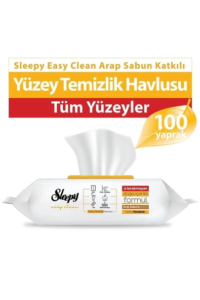 Sleepy Easy Clean Arap Sabunu Katkılı Yüzey Temizlik Havlusu 100' Lü