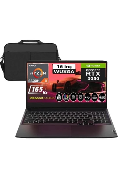 LENOVO Ideapad Gaming 3 Amd Ryzen 5 6600H 24gb Ram 1Tb SSD RTX3050 16" Wuxga IPS 165Hz Fdos + Çanta