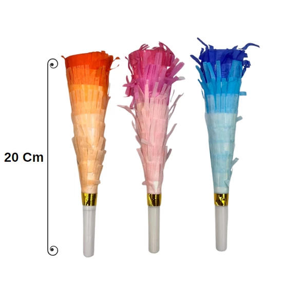 Makaron Renkli Püsküllü Vuvuzela Kaynana Dili 3 lü 20 cm - 2