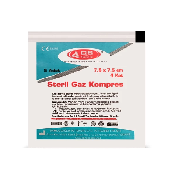 D S  Steril Gaz Kompres 7.5 Cm x 7.5 Cm 4 Kat  25'li - 2