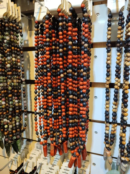 8 mm Kızıl Jasper, Lav, Hematit Taşı ve Diken Ağacı Doğaltaş Kombin Kolye - 4