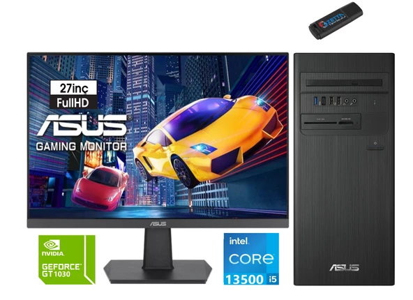 Asus Expertcenter Intel I5 13500 32GB 4tb SSD 4GB/GT1030 27" Monitör Freedos Masaüstü Blgisayar H1S500TE-5135000020W15+ZETTAUSBBELLEK