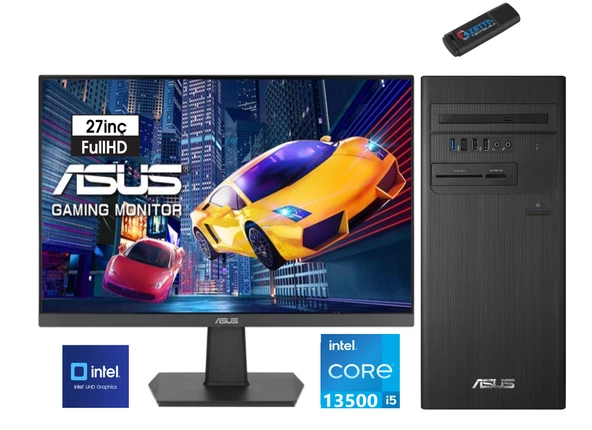 Asus Expertcenter Intel I5 13500 16GB 256GB SSD UHD 770 Fhd 27" Monitör WINDOWS11PRO Masaüstü Blgisayar G1S500TE-5135000020W46+ZETTAUSBBELLEK