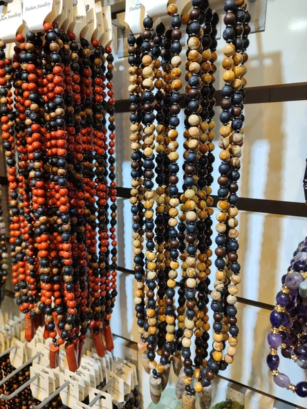 8 mm Jasper, Lav, Hematit Taşı ve Diken Ağacı Doğaltaş Kombin Kolye - 4