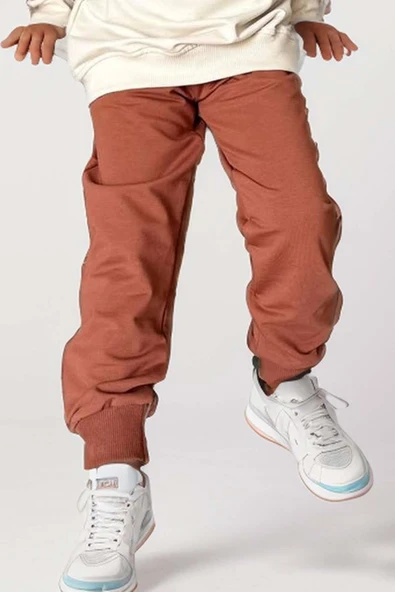 Erkek Çocuk Your Day Fırça Yazı Baskılı Sweatshirt Kiremit Eşofman Takım - 4