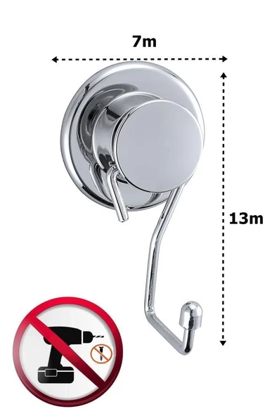 Geseus Ç.Ayna Krom Tekli Askı Askılık Vidasız Kendinden Yapışkanlı-815 - 3