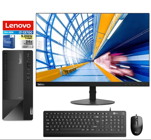 Lenovo Thinkcentre Neo 50T Gen4 Intel I7 13700 16GB 2tb SSD Freedos 23.8 Fhd Monitör Masaüstü Blgisayar 412JB005ATR09+ZETTAUSBBELLEK