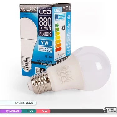 ACK 9W LED A60 E27 AMPUL ACK 6500K