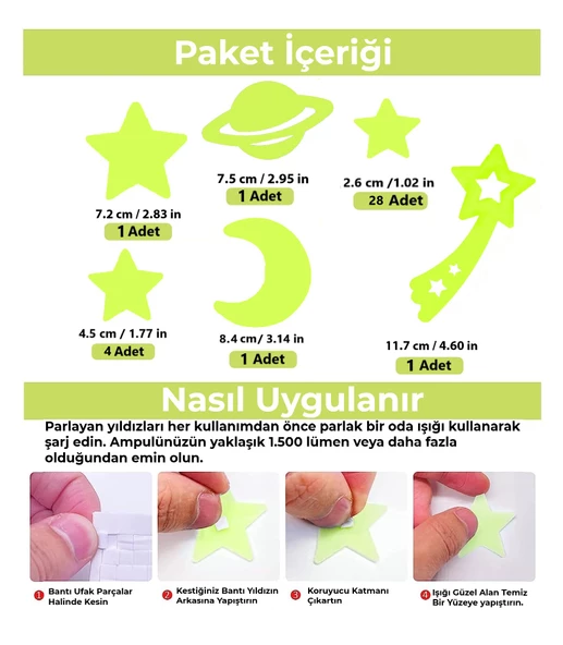 Karanlıkta Parlayan Fosforlu Gezegen Ve Yıldızlar Sticker - 2