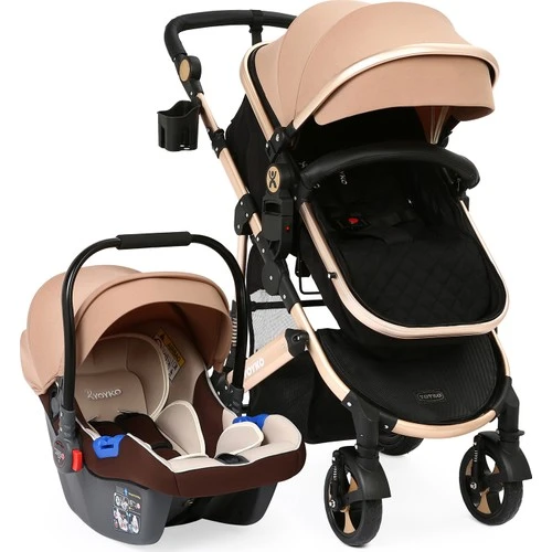 Yoyko Ultimate Travel Sistem Bebek Arabası 3 in 1 Coffee Rose - 7