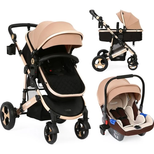 Yoyko Ultimate Travel Sistem Bebek Arabası 3 in 1 Coffee Rose