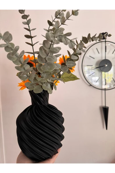 Limon 3D Desing Modern ve Dekoratif Şık Swirl Vazo | Plastik Ürün | Yatak Odası | Banyo | Salon