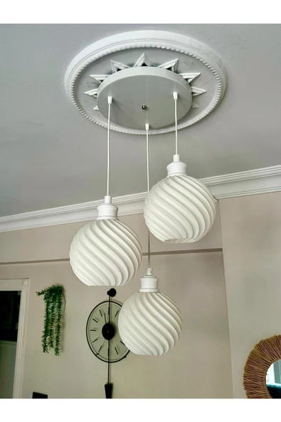 Limon 3D Desing Viola 3 Lü Sarkıt Avize (BEYAZ)