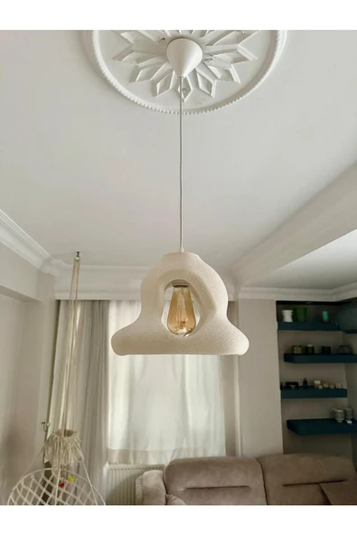 Limon 3D Desing Tekli Avize Sarkıt Rustik E27 Modern Avize Bohem Beton Görünüm (E27 Ampul Dahildir.)