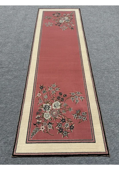 Burak Halı Klasik 737 P 100x300 Pembe Krem 3 Metre Yolluk