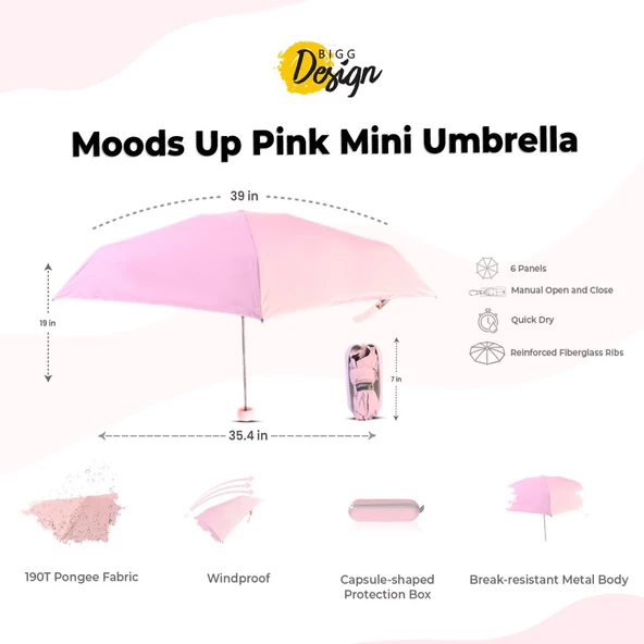 Biggdesign Moods Up Pembe Mini Şemsiye - 9