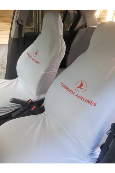 Adıfeks Oto Koltuk Servis Kılıfı Beyaz Turkish Airlines Likralı Esnek Tüm Araç Modellerine Uygun - 2