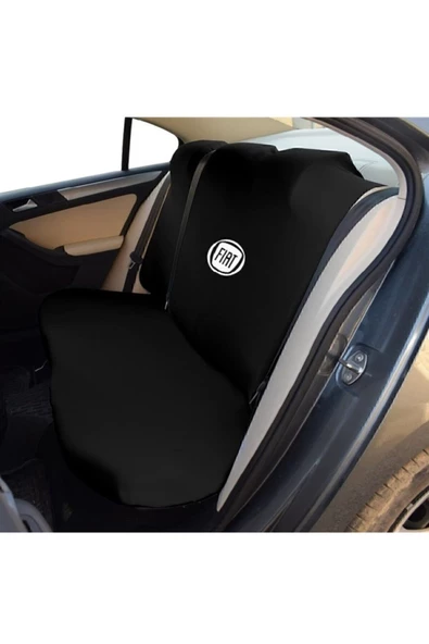 AUTO AKSESUAR Fiat Siyah Servis Kılıfı Ön 2 +arka 2 Parça Riklalı Esnek Kumaş - 2
