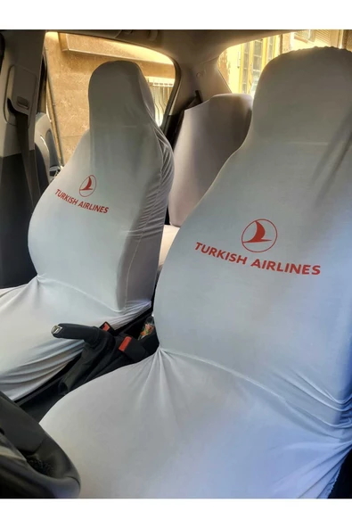 Adıfeks Oto Koltuk Servis Kılıfı Beyaz Turkish Airlines Likralı Esnek Tüm Araç Modellerine Uygun