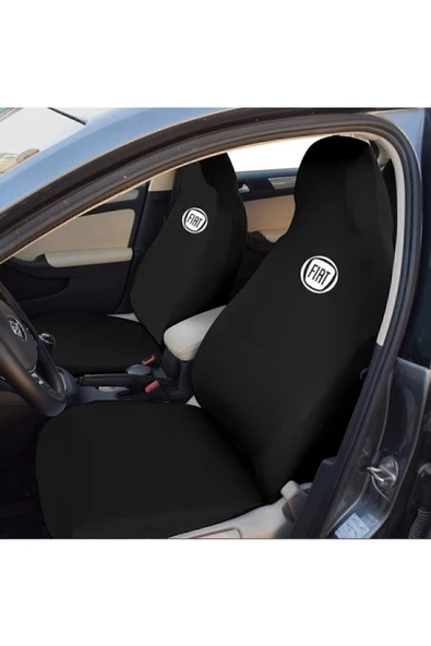 AUTO AKSESUAR Fiat Siyah Servis Kılıfı Ön 2 +arka 2 Parça Riklalı Esnek Kumaş