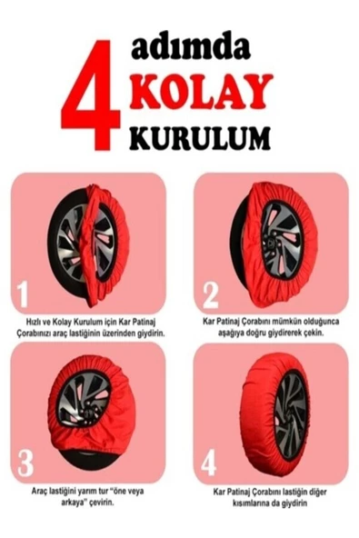 Adıfeks Oto Kar Çorabı 4 Beden Oto Kar Zinciri Kar Buz Patinaj Önleyici - 3