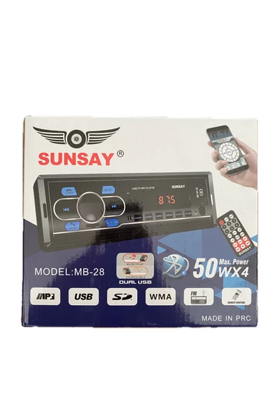 AUDİOMAX Sunsay Mb-29 Telefon Şarj Edebilme Bluetooth Lu Oto Teyp Çift Usb Aux Sd