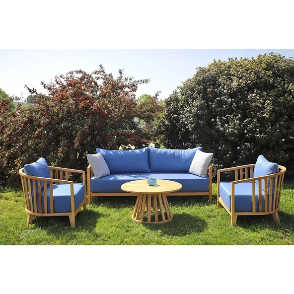 Emirgan Minderli İkili Ahşap Koltuk - Bahçe, Balkon Lüx Seri - 3