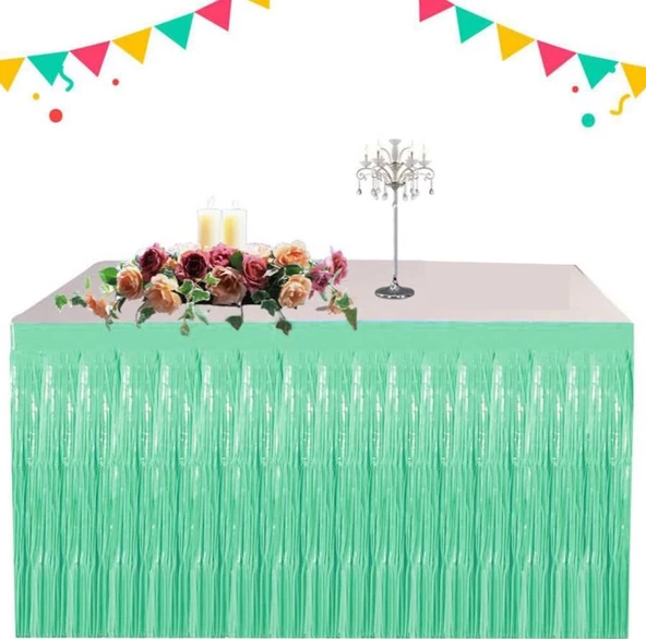 Mat Yeşil Renk Masa Püskülü 270x 75 cm ürün görseli 1