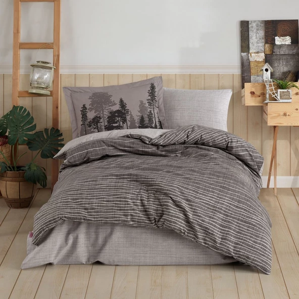 Hobby Tully Kahve - Poplin Studio Tek Kişilik Nevresim Takımı