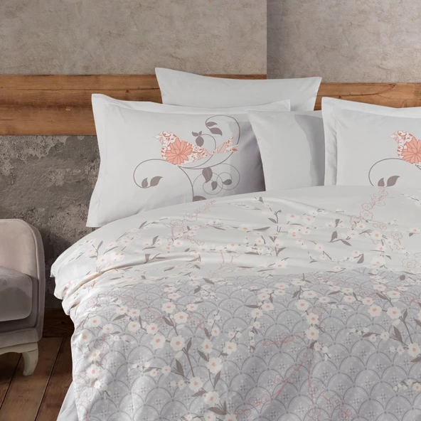 Hobby Missy Gri - Poplin Çift Kişilik Nevresim Takımı - 2