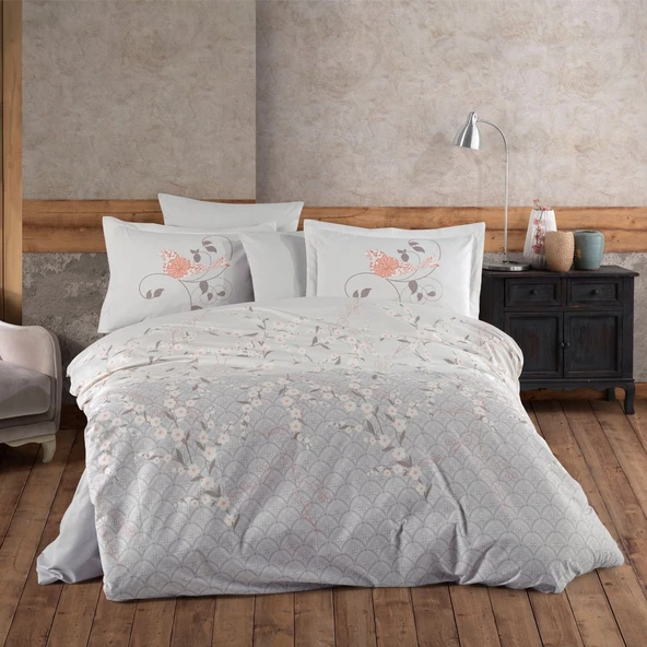 Hobby Missy Gri - Poplin Çift Kişilik Nevresim Takımı