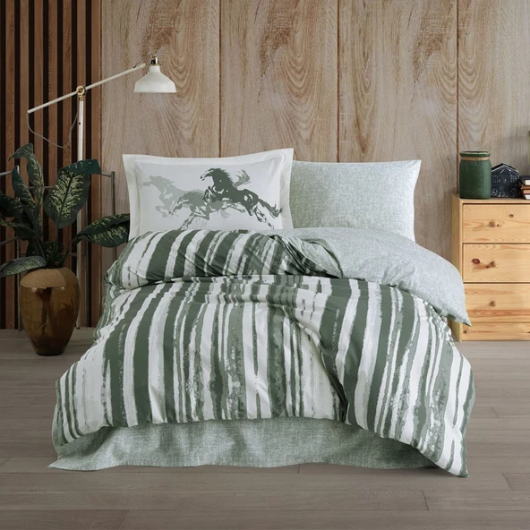 Hobby Cascade Yeşil - Poplin Studio Tek Kişilik Nevresim Takımı