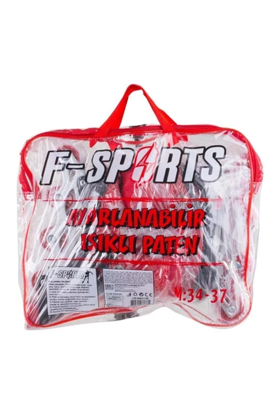 Kırmızı F-sports Kırmızı Ayarlabilir 2+2 Işıklı Metal Alıştırma Pateni Çocuk Pateni Tek Sıra 4 - 5