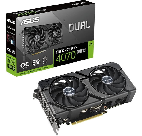 DUAL-RTX4070S-O12G-EVO NVIDIA GEFORCE RTX 4070 SUPER 12GB GDDR6X 192bit 2550MHz OC HDMI 3xDP DL