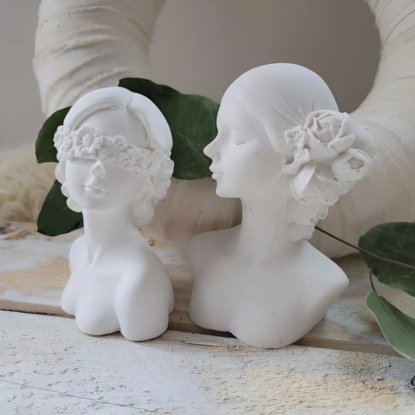 2li kız biblo, kadın figürlü dekoratif obje - 5