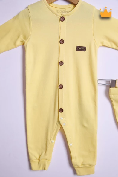 Babyhola %100 Pamuk Önden Düğmeli İnterlok Tulum Bere Takım 351 - 3