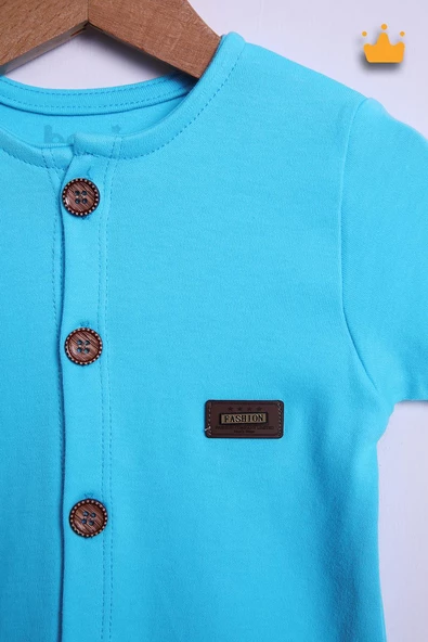 Babyhola %100 Pamuk Önden Düğmeli İnterlok Tulum Bere Takım 351 - 12