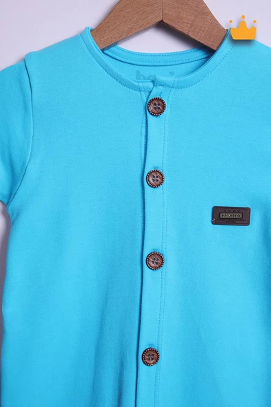 Babyhola %100 Pamuk Önden Düğmeli İnterlok Tulum Bere Takım 351 - 10