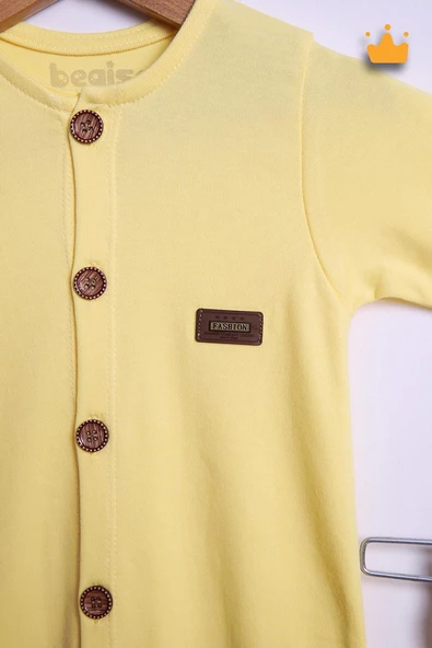 Babyhola %100 Pamuk Önden Düğmeli İnterlok Tulum Bere Takım 351 - 11