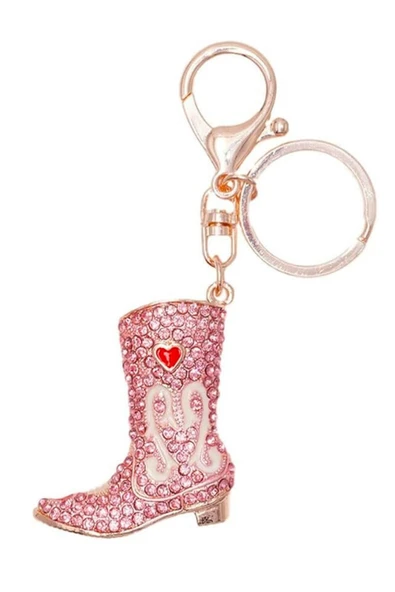 Kristal Taşlı Kadın Çizme Anahtarlık Pembe No.1 - Resim 5