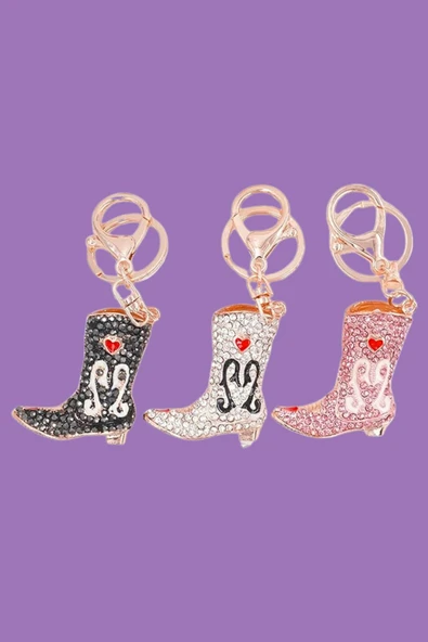 Kristal Taşlı Kadın Çizme Anahtarlık Pembe No.1 - Resim 8