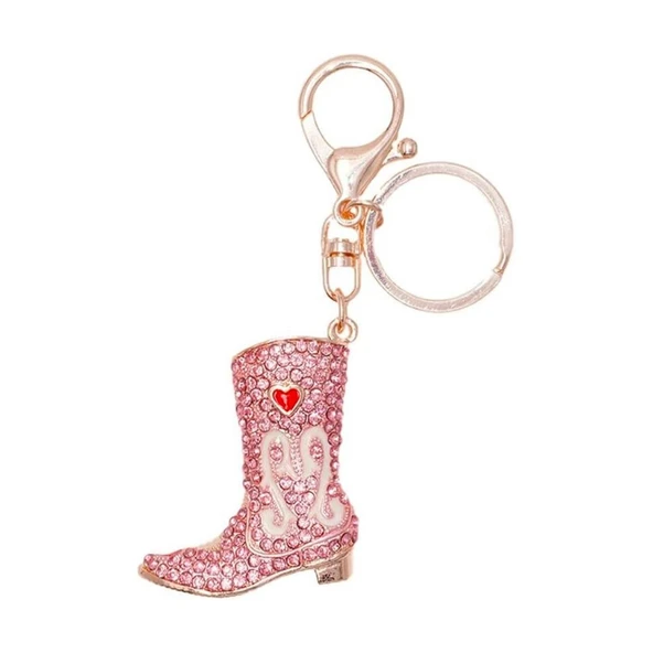 Kristal Taşlı Kadın Çizme Anahtarlık Pembe No.1 ürün görseli