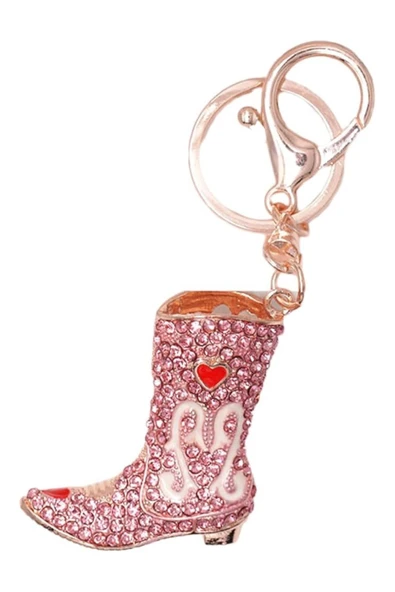 Kristal Taşlı Kadın Çizme Anahtarlık Pembe No.1 - Resim 6