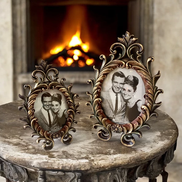 Oval Fotoğraf Çerçevesi Set Kahverengi Renk - 2